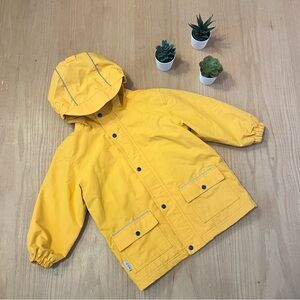 Jan & Jul Fleece Lined Rain Jacket in Yellow with Navy Accents